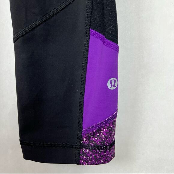 Lululemon Pace Rival Running Crop 22” Leggings Tender Violet Purple Black 4 - Picture 7 of 16